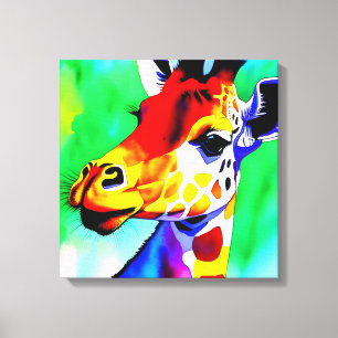 Rainbow Giraffe Stretched Leinwand
