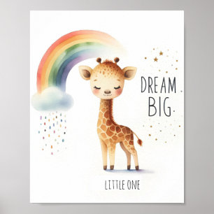 Rainbow Giraffe Watercolor Poster