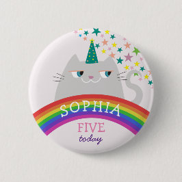 Rainbow Girl Birthday Button