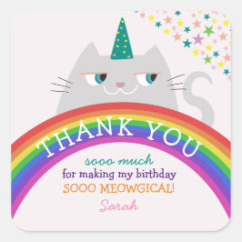 Rainbow Girl Birthday Danke Quadratischer Aufkleber