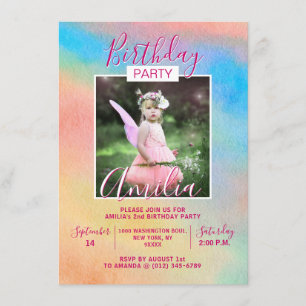 Rainbow Girl BIRTHDAY Party   FOTO Einladung