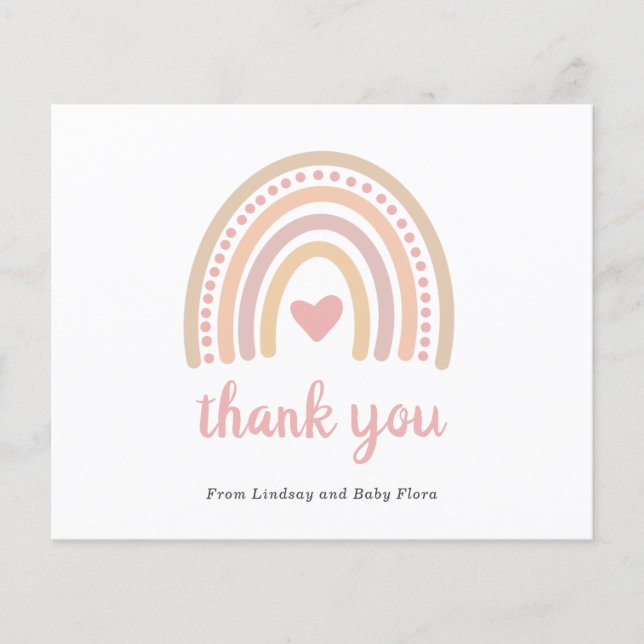 Rainbow Girl Budget Baby Dusche Danke Karte (Vorderseite)