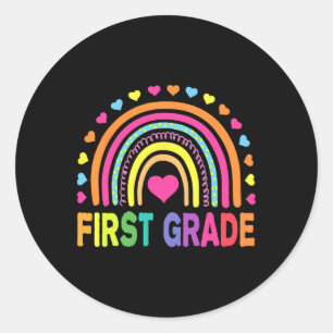 Rainbow Girls Boys Teacher Team 1st Gr Runder Aufkleber