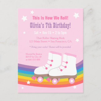 Rainbow Girls Skaten Birthday Party Einladungen
