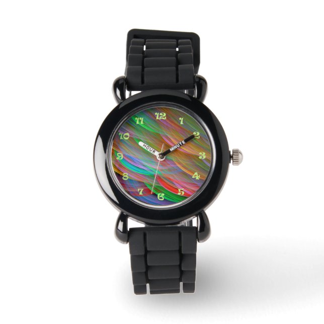 Rainbow-Glanz abstrakte Kunstschau Armbanduhr (Vorderseite)