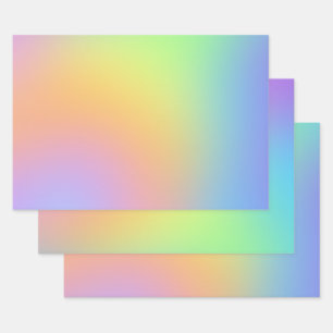 Rainbow-glänzende Papierfolien aus weichem Pastel Geschenkpapier Set