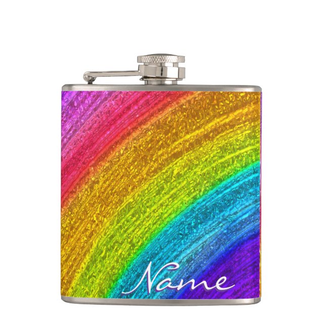 Rainbow Glass Art 1 Wrapped Flask Flachmann (Vorderseite)