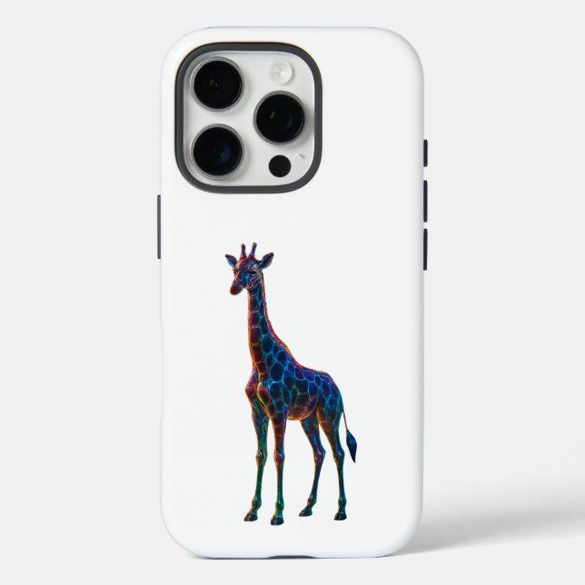 Rainbow Glass Giraffe Art iPhone 16 Pro Hülle (Rückseite)