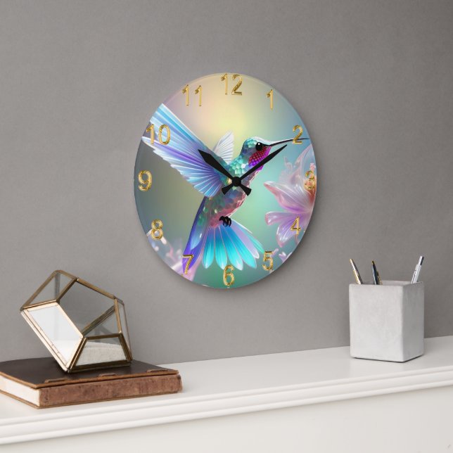 Rainbow Glass Hummingbird, Große Wanduhr (Büro)