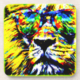 Rainbow Glasses Lion Painting. Jetzt kaufen Getränkeuntersetzer
