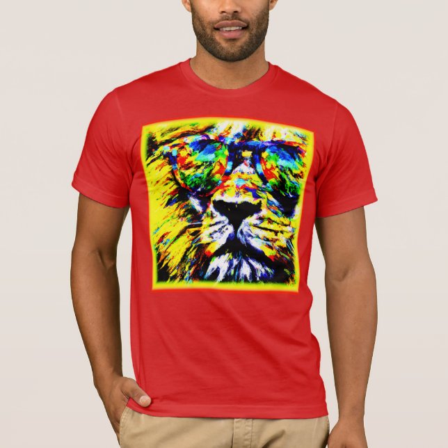 Rainbow Glasses Lion Painting. Jetzt kaufen T-Shirt (Vorderseite)
