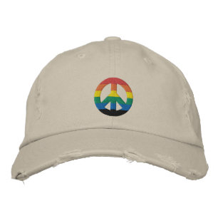 Rainbow GLBT Peace Sign Hat Bestickte Kappe