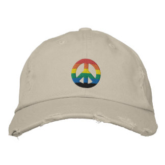 Rainbow GLBT Peace Sign Hat Bestickte Kappe