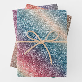 Rainbow Glitter Geschenkpapier Set
