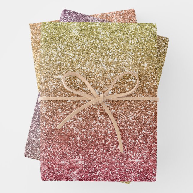 Rainbow Glitter  Geschenkpapier Set (Beispiel)