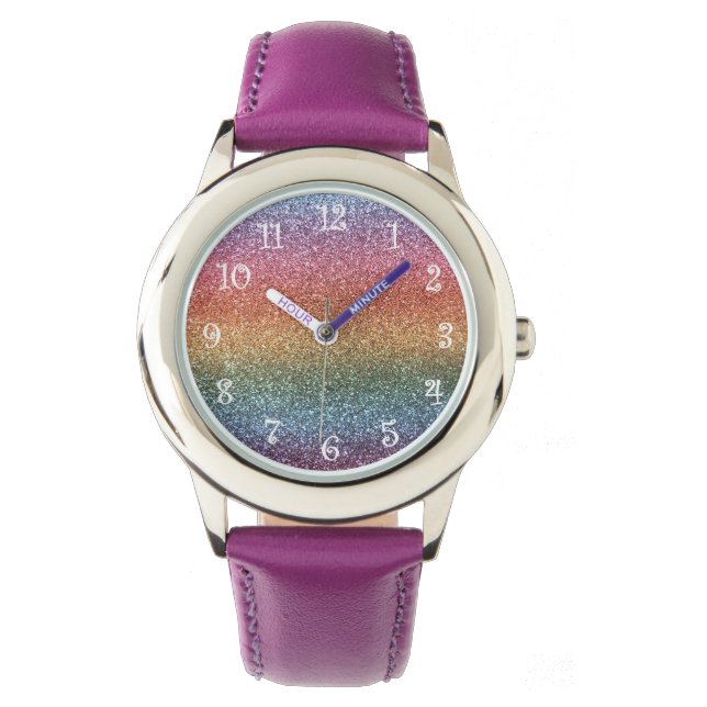 Rainbow Glitzer Armbanduhr (Vorderseite)