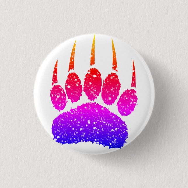 Rainbow Glitzer Bärenpfahl Druck Zeichnend Button (Vorderseite)