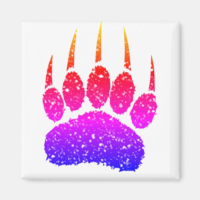 Rainbow Glitzer Bärenpfahl Druck Zeichnend Magnet (Vorne)