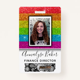 Rainbow Glitzer Beruflich CNA Nurse Foto Name Ausweis