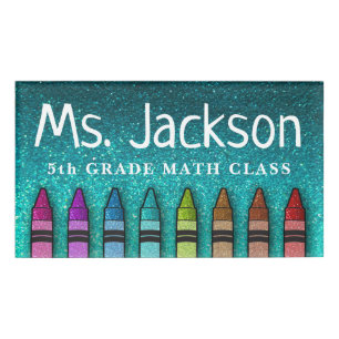 Rainbow Glitzer Crayons Art Teacher zurück zur Sch Namenschild