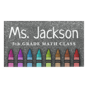 Rainbow Glitzer Crayons Art Teacher zurück zur Sch Namenschild