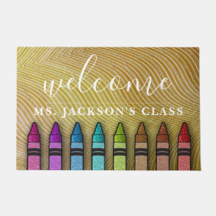 Rainbow Glitzer Crayons Lehrerin Fußmatte