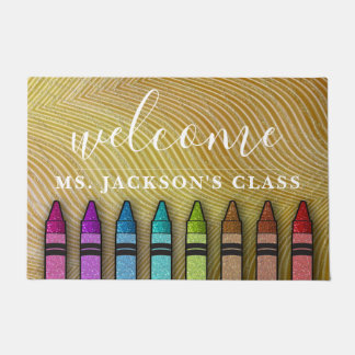 Rainbow Glitzer Crayons Lehrerin Fußmatte