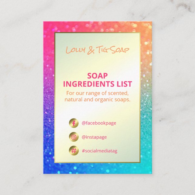 Rainbow Glitzer Duftstoffe Visitenkarte (Vorderseite)