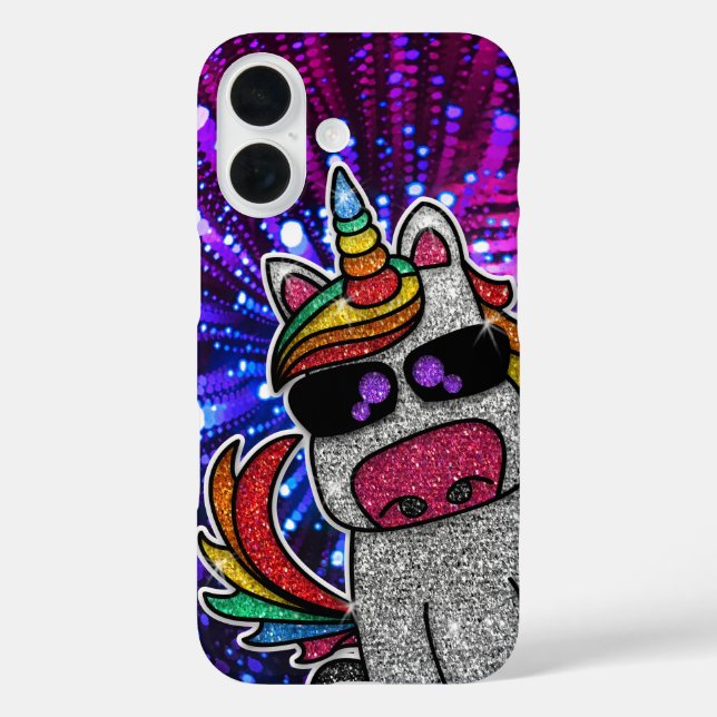 Rainbow Glitzer Einicorn Funkelnd Trippy-Glitzern iPhone 16 Hülle (Rückseite)
