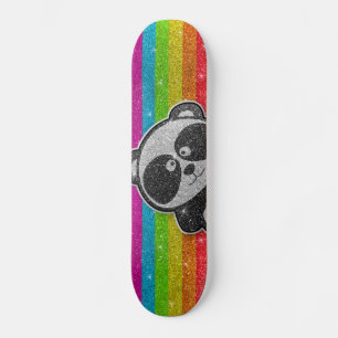 Rainbow Glitzer Funkelnd Schwarz-weiß Panda Sparkl Skateboard
