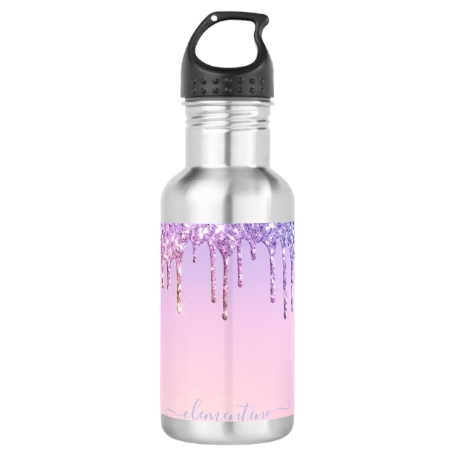 Rainbow Glitzer funkelt Skript moderne gürtelhafte Edelstahlflasche (Vorderseite)