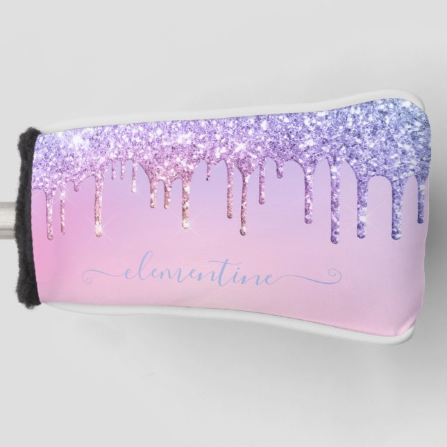 Rainbow Glitzer funkelt Skript moderne gürtelhafte Golf Headcover (Vorderseite)