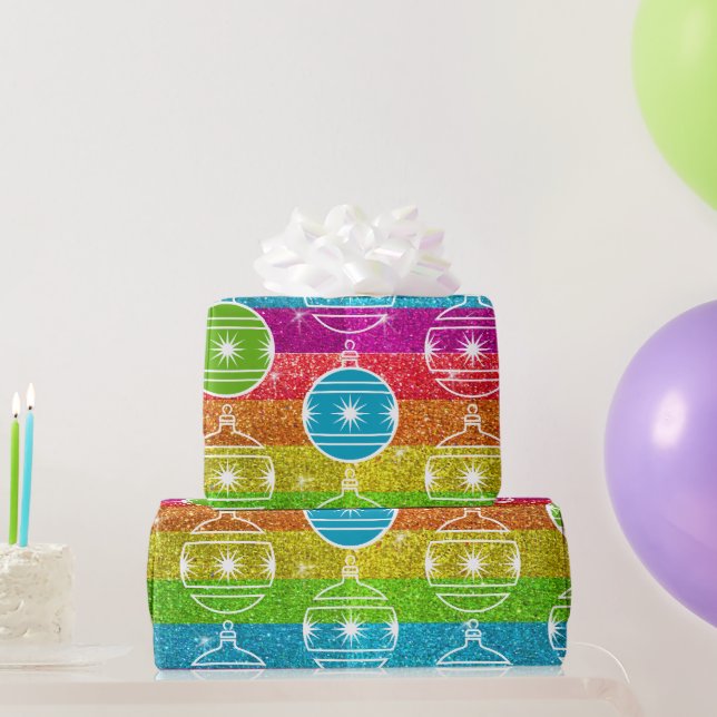 Rainbow Glitzer Gay Christmas Ornament Holiday Geschenkpapier (Partygeschenke)