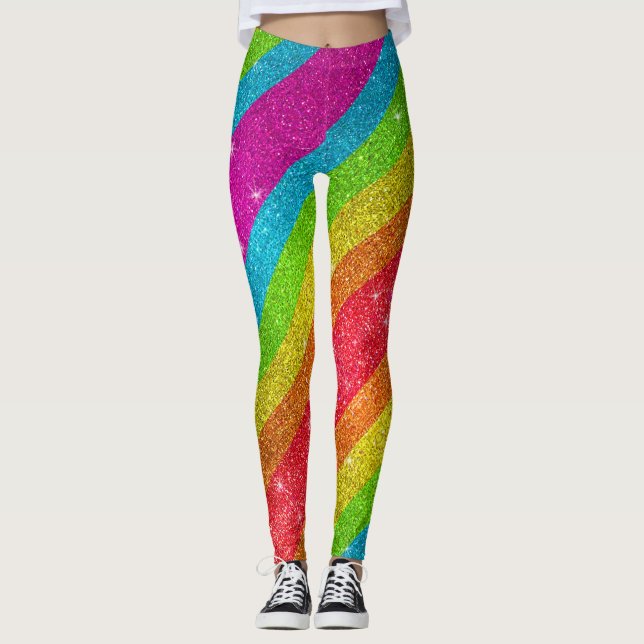 Rainbow Glitzer Gay Pride Flag LGBTQ Glitzern Leggings (Vorderseite)