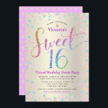 Rainbow Glitzer Gold Virtual Sweet 16 Geburtstag Einladung<br><div class="desc">"Happy Sweet 16". Hier ist eine tolle Möglichkeit, Ihre Tochter noch in der Lage zu sein, ihren Meilenstein Geburtstag mit all ihren Freunden zu feiern. Senden Sie diese atemberaubende, funkelnd, mädchenhafte, festliche, moderne, personalisierte virtuelle Online-Party Einladung für eine Veranstaltung, an die Sie sich erinnern können. Rainbow-Glitzer-Schriftzeichen sowie festlich türkisfarbene, lila...</div>