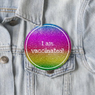 Rainbow Glitzer I Bin geimpft Button