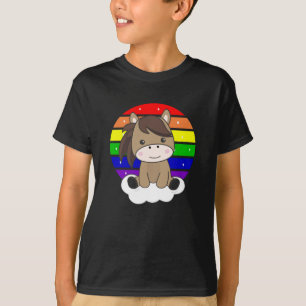 Rainbow Glitzer Kawaii Pferde Farbenfroh T-Shirt