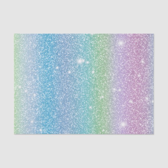 Rainbow Glitzer Look Pastelle Seidenpapier (Vorderseite)