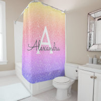 Rainbow Glitzer Monogramm Name Badezimmer