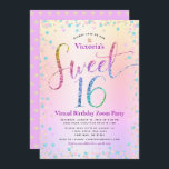 Rainbow Glitzer Ombre Virtual Sweet 16 Geburtstag Einladung<br><div class="desc">"Happy Sweet 16". Hier ist eine tolle Möglichkeit, Ihre Tochter noch in der Lage zu sein, ihren Meilenstein Geburtstag mit all ihren Freunden zu feiern. Senden Sie diese atemberaubende, funkelnd, mädchenhafte, festliche, moderne, personalisierte virtuelle Online-Party Einladung für eine Veranstaltung, an die Sie sich erinnern können. Rainbow-Glitzer-Schriftzeichen, zusammen mit festlich türkisfarbenen,...</div>
