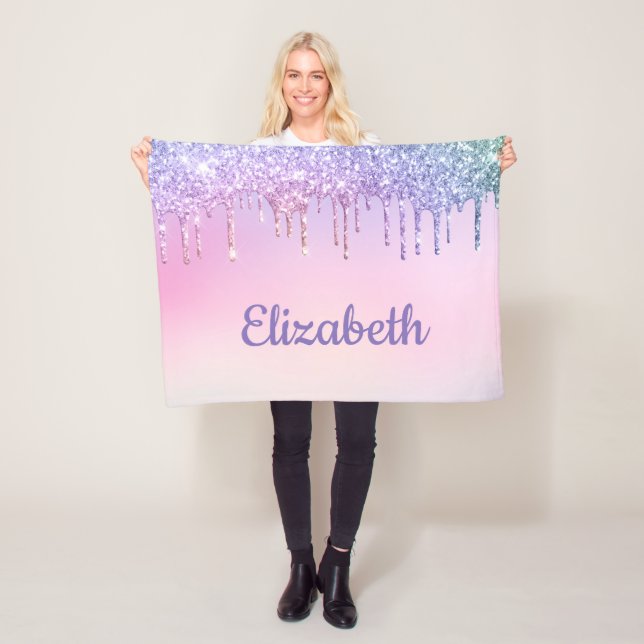 Rainbow Glitzer Personalisiert Fleecedecke (Beispiel)
