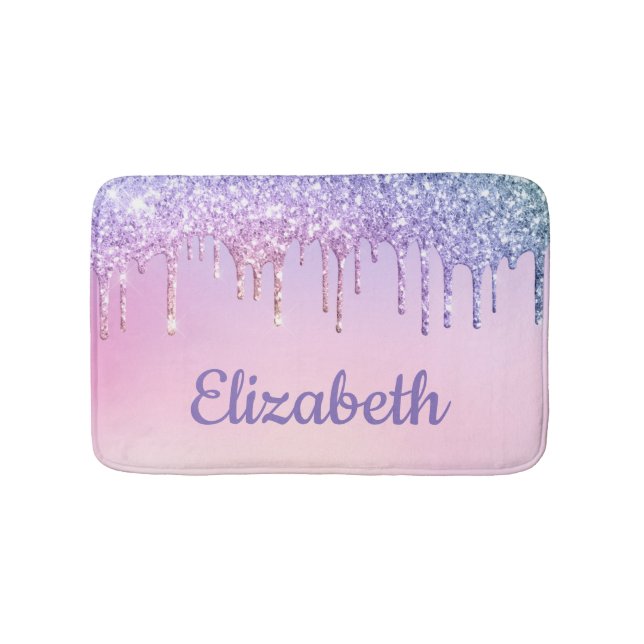 Rainbow Glitzer Personalisiert Girl Badematte (Vorderseite)