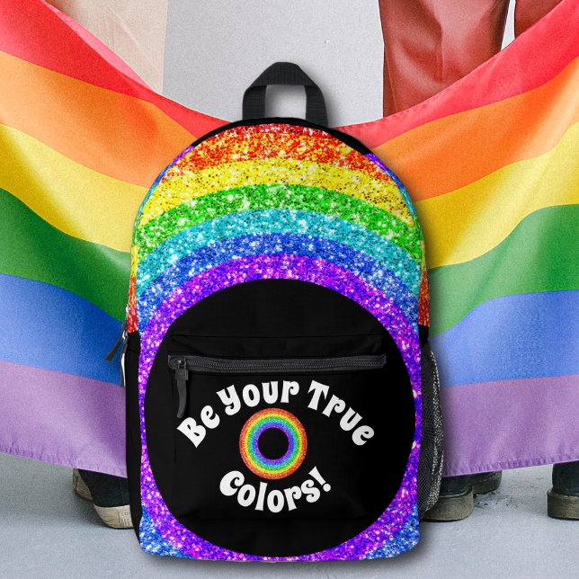 Rainbow Glitzer Pride LGBT Ihre wahren Farben Bedruckter Rucksack (Von Creator hochgeladen)