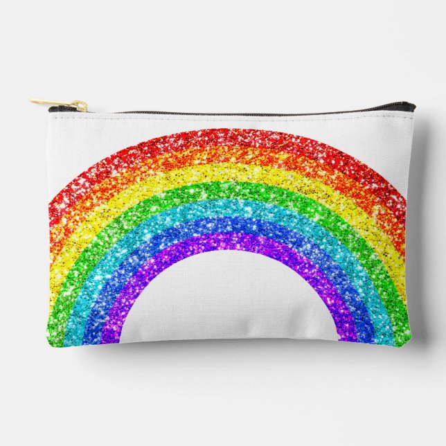 Rainbow Glitzer Pride LGBT weiß und schwarz Zubehörtasche (Vorderseite)