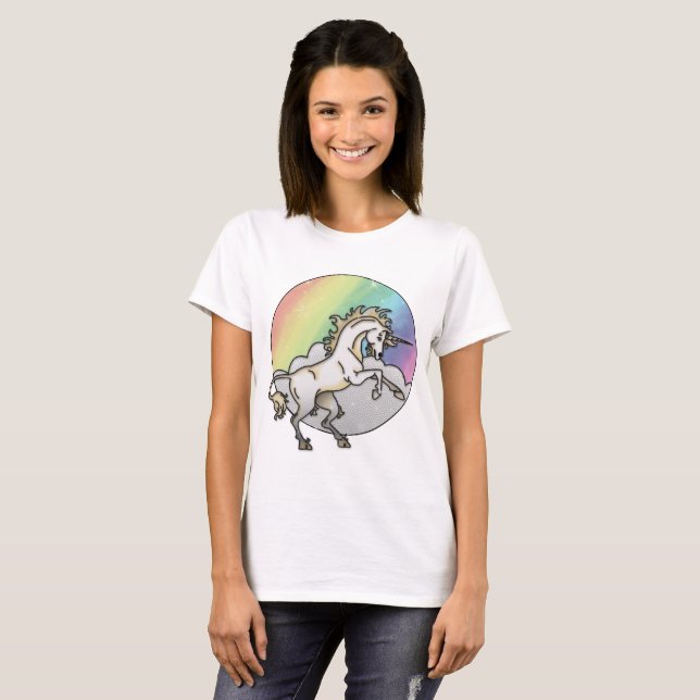 Rainbow Glitzer Sparkle Horse Magisches Einhorn T-Shirt (Vorne ganz)