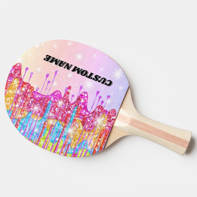Rainbow Glitzer Tischtennisplatte Tischtennis Schläger (Seitenansicht)