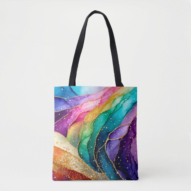 Rainbow Glitzer Tote Bag Tasche (Vorderseite)