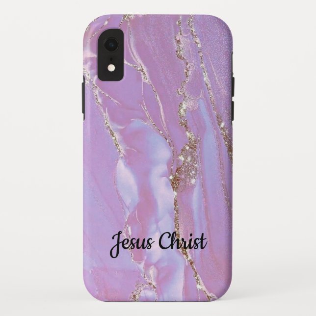 Rainbow Glitzer Tropfen rosa Monogramm Case-Mate iPhone Hülle (Rückseite)