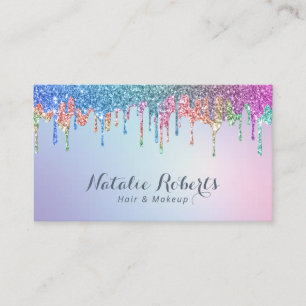 Rainbow Glitzer Tropfens Hair Stylist Makeup Artis Visitenkarte