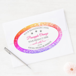 Rainbow-Glitzer- und White-Product-Packing-Etikett Ovaler Aufkleber